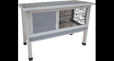 Konijnenhok – Compact konijnenhok voor buiten met nachthok en uitzichtgedeelte – 91x45x72 cm – Flamingo Konijnenhok Bugs Cottage Grijs