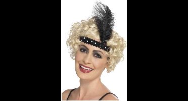 Smiffys - Hoofdband - Charleston - Met veer - Zwart