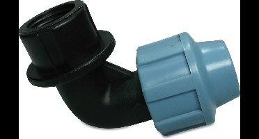 Unidelta Knie 90° PP 16 mm x 1/2" knel x binnendraad 16bar zwart/blauw DVGW/KIWA/WRAS