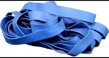 1 kg - Elastiek - blauw - diameter 100mm - breedte 15mm - in zak - ca. 110 stuks