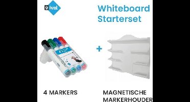 Whiteboard Starterset - 4 Markers - Magnetische Markerhouder
