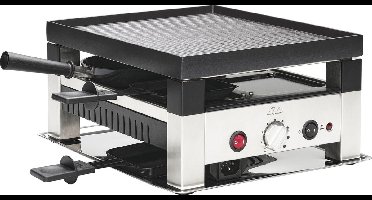 Solis 5 in 1 Tafelgrill 791 Gourmetstel 4 Personen - Grill, Wok, Pizzamaker, Raclette en Pannenkoeken - Raclette Gourmet Set - Bakplaat Gourmetten - Zilver/Zwart
