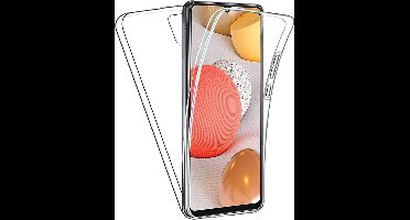 Hoesje geschikt voor Samsung Galaxy A42 - 360 Graden Case 2 in 1 Hoes Transparant + Ingebouwde Siliconen TPU Cover Screenprotector