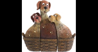 Something Different Beeld/figuur Dog Family in basket Bruin