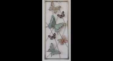wanddecoratie - metaal schilderij - vlinders - 25x60