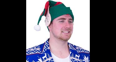 Witbaard Elfenmuts Met Oren 56 Cm Katoen Groen/rood