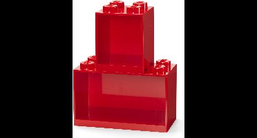 LEGO Iconic Brick Boekenplanken 4 + 8 Noppen - Set van 2 Stuks - Rood