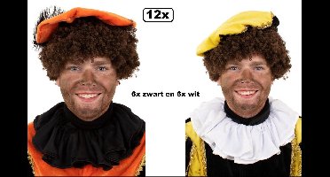 12x Kraag trevira wit en zwart - Piet kraag stof wit Sinterklaas feest Pietje kragen