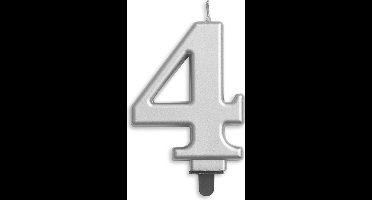 Wefiesta Verjaardagskaars Cijfer 4 Wax 7,8 Cm Zilver