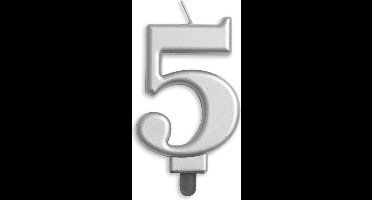 Wefiesta Verjaardagskaars Cijfer 5 Wax 7,8 Cm Zilver