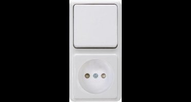 KOPP opbouw combinatie |  wisselschakelaar + wandcontactdoos | ZONDER randaarde | wit