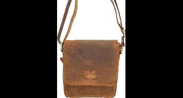 Hunters tas - Leren Schoudertas / crossbody tas / Nektas - Buffel Leer - Heren tas / Dames tas -  Cognac / Bruin