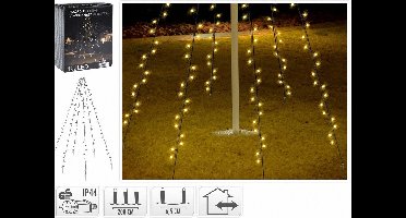 Vlaggenmast verlichting - 192 LED's - 208 cm hoog - Warm wit licht - Waterdicht