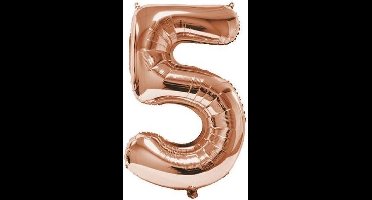 Folieballon Cijfer 5 Rose Gold - 92 cm