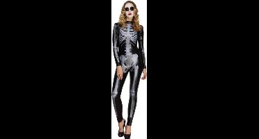 Fever sexy Skeletten catsuit - Maatkeuze: Maat M