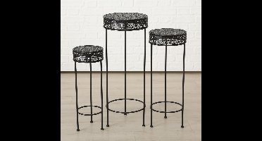 Bijzet tafel - 3 set - Smeedijzer - Rond -20/75 cm - Bruin/zwart - Ø 25-35cm