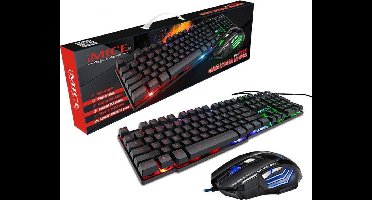 Gaming Keyboard RGB Verlicht Toetsenbord Met Stille Gaming Muis Set Toetsenbord Muis