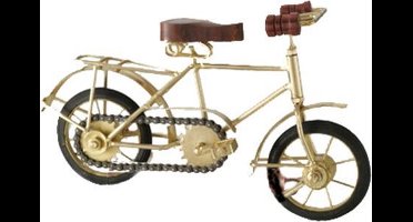 Mooi gedetailleerde antieke goudkleurige fiets van metaal en hout model 1