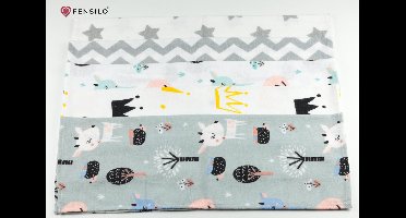 Spuugdoekjes – Monddoekjes – 10 Pack - Flanellen Doeken -  Monddoekje 35x50cm – 100% katoen – Fensilo – Spuugdoek Unisex – Wit – Dieren - Grijs - Flanellen Luiers