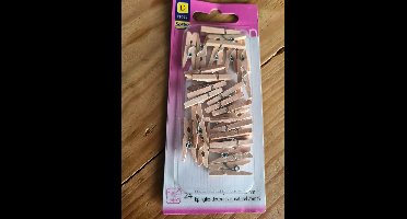 24 Decoratiespeldjes / Knijpertjes Naturel 25mm Sorbo
