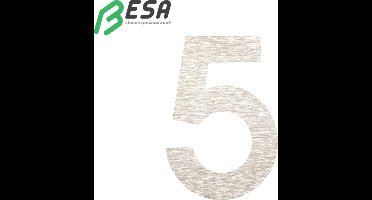 Huisnummer Fuji 50mm INOX nummer = 5 inclusief dubbelzijdige tape