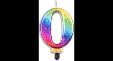 Wefiesta Cijferkaars 0 Metallic Rainbow 5,5 X 7,8 X 1,4 Cm Wax