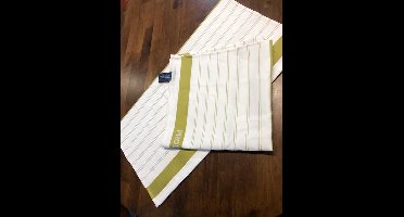 Probilife - Keukenhanddoeken - halflinnen- hotelkwaliteit - wit en yellowgreen - set van 2