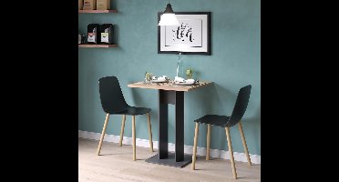Compacte Eettafel 65 x 65 cm, Industriële Keukentafel met Eikenhoutlook & Antraciet Onderstel, Kleine Vierkante Tafel voor Keuken, Woonkamer of Balkon – Modern Scandinavische Stijl – Meda Home Store