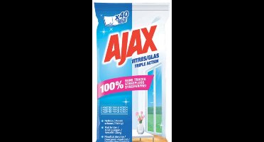 Ajax Ruiten Reinigingsdoekjes – Drievoudige Werking – Streepvrij Schoon – 40 Stuks
