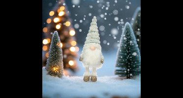 Kerstgnoom met verlichte neus 58cm - Groen - Kerstdecoratie