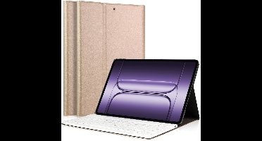 Hoes met toetsenbord geschikt voor OnePlus Pad 3 (13.2 inch) - Keyboard Book Case Cover Hoesje Goud