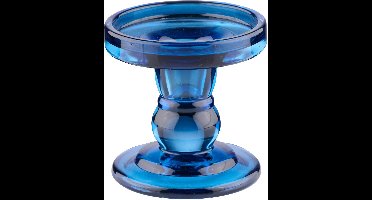 Arti Casa Kandelaar voor Stompkaars - Glazen Kaarsenhouder Transparant - Ø8,5 x 8,5 cm - Blauw