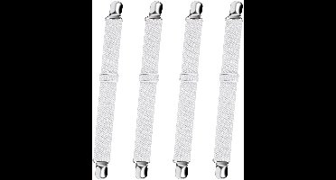 JeiibrZui Lakenhouders - Hoeklakenhouders - Verstelbare Elastische Spanners Voor Stabiele Strijkplank- En Lakenbevestiging - 4 Stuks - Wit