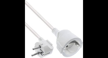 CEE 7/7 (haaks) - CEE 7/3 (recht) stroom verlengkabel | 3x 1,50mm | wit | 7 meter