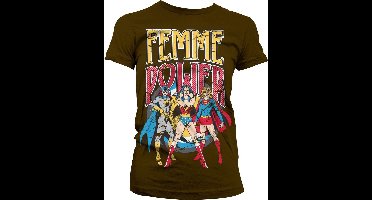 DC Comics Femme Power Girly Tee Damen T-Shirt Brown-S