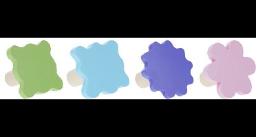 Home & Styling Kapstokken Bloemen - Set van 4 stuks - Multi