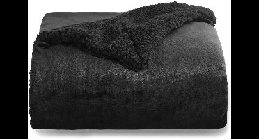DailySupplies® Fleece Deken - Zachte Plaid - Warmtedeken 150x200cm - Zwart