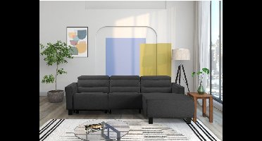 Carpari|Hoekbank 3-zits met handmatige functie in stof antraciet