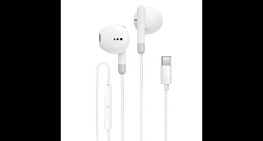 Kbstronics bedrade oordopjes - Oortjes met draad en microfoon - USB-C aansluiting - Wit - Slimme bediening