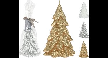 Kerstboom in de vorm van kaarsjes - 3 stuks - Goud Zilver en Wit - 12 cm hoog - kerst -kerstverlichting