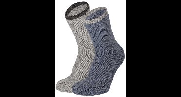 Apollo dames huissokken - alpaca wol - 2pack - multi blauw - anti slip - maat 39/42