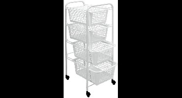 Metaltex - Keukentrolley Miami - 4 Mandjes - Met Wielen - Wit - 30x38x83 cm