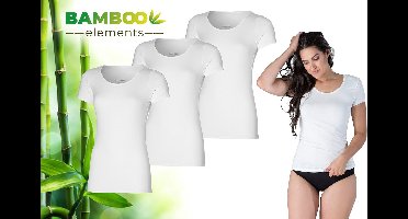 Bamboo - T Shirt Dames - Ronde Hals - 3 Stuks - Wit - XL - Bamboe Ondershirt - Anti Zweet Shirt - Ondershirt - Extra Lang - Dames shirts Korte Mouw