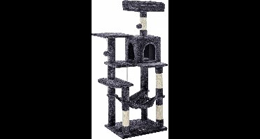 krabpaal met hangmat_kattenboom_ 143 cm_ rookgrijs