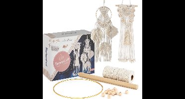 Macramé Set 2in1 - Wandkleed & Dromenvanger - Home Deco Knutselen - DIY Knutselpakket Volwassenen - Creatief & Ontspanning - Joya Creative