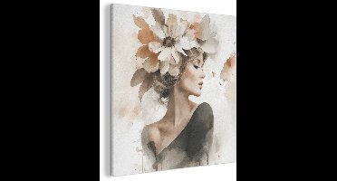 Akoestisch wandpaneel 60x60 cm - Vilt schilderij Bloesem - Portret - Gezicht - Akoestische panelen - Geluidsdempende wanddecoratie - Geluidsisolatie woonkamer - Muurdecoratie geluidspanelen