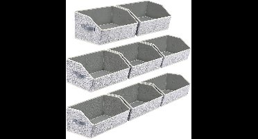 Boraboi® Set van 8 opvouwbare trapeziumvormige opbergboxen met handgreep voor kleding en speelgoed