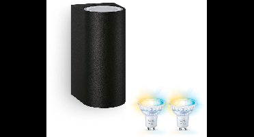 WiZ Nightingale Wandlamp voor Buiten Up & Down (Zwart) - Buitenlamp - GU10 - Warm tot Koelwit Licht - Te bedienen via WiFi