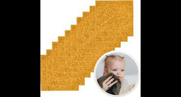 Funnies Spuugdoekjes 10-Pack Ochre Geel - Set van 10 Zachte Spuugdoeken, Monddoekjes, Kwijldoekjes - 30x30 cm - 100% Katoenen Badstof - Absorberend, Sneldrogend en Zacht - Wasmachinebestendig - Perfect voor Gevoelige Babyhuid bij Voeden en Kwijlen