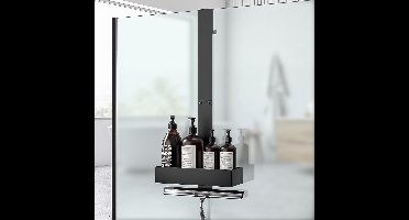 doucherek - Badkamer Organizer - Shampoohouder voor Douche Zwart - set van 2